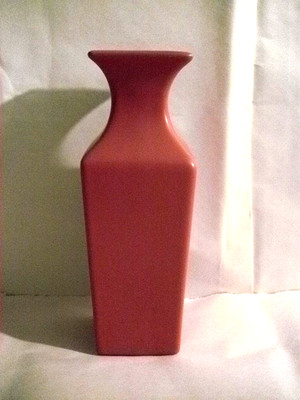 LARGE HAEGER VASE MATT BRICK RED IN & OUT, 1993 SQUARE 12'' H NEW OLD STOCK W TAG