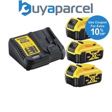 Image of 3 x Dewalt DCB182 4.0ah 18v XR Lithium Ion Battery + DCB115 Charger Power Pack