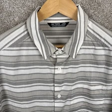 Arc’teryx Short Sleeve Shirt Mens XL Striped Hiking Outdoor Casual Gray White