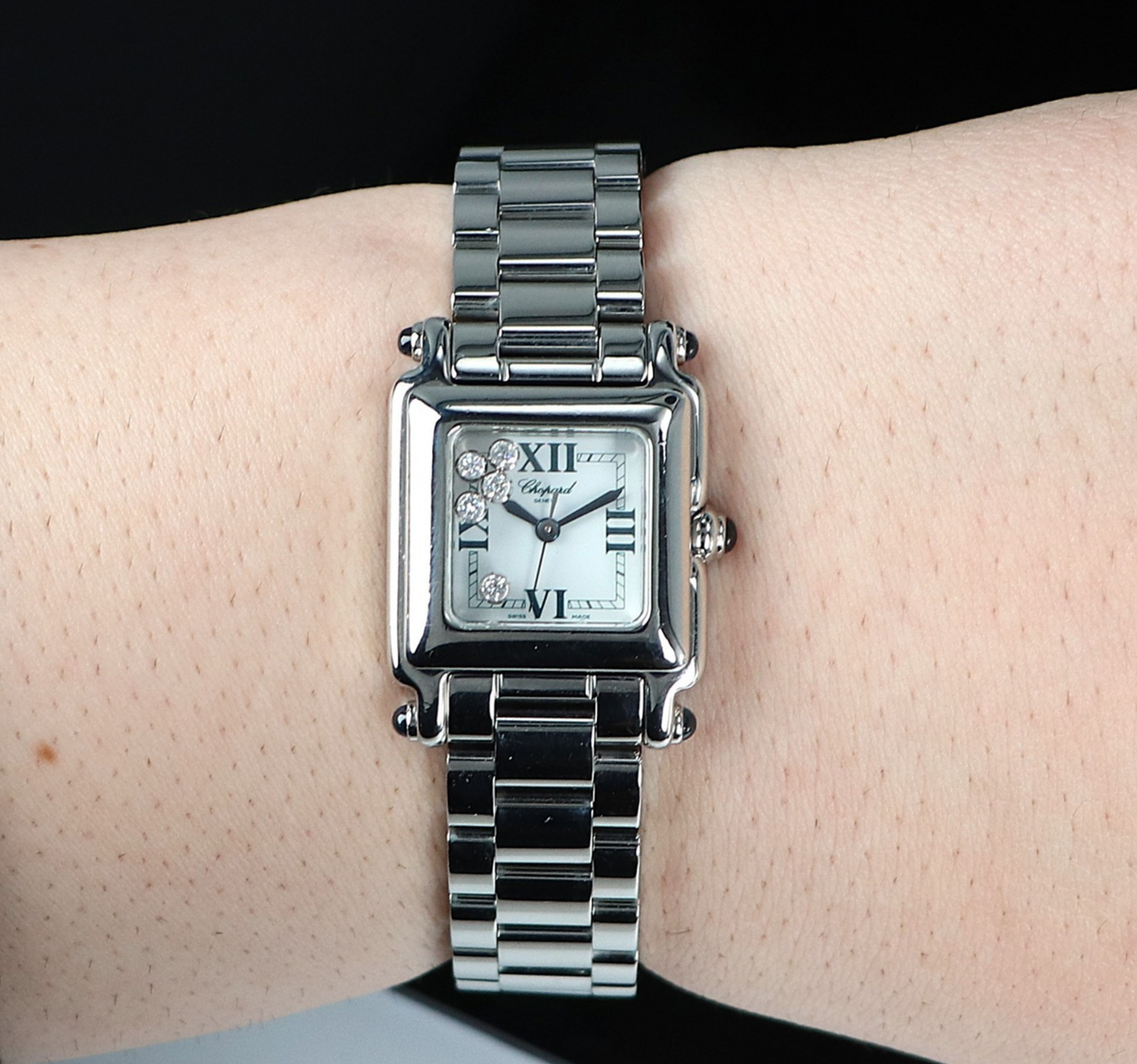 Chopard 23mm Stainless Steel Happy Sport 5 Floating Diamond Square 