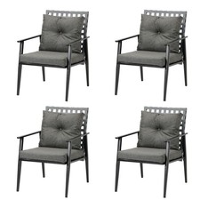 Livsip 4x Outdoor Rattan Chairs Furniture Garden Patio Lounge Armchair Black