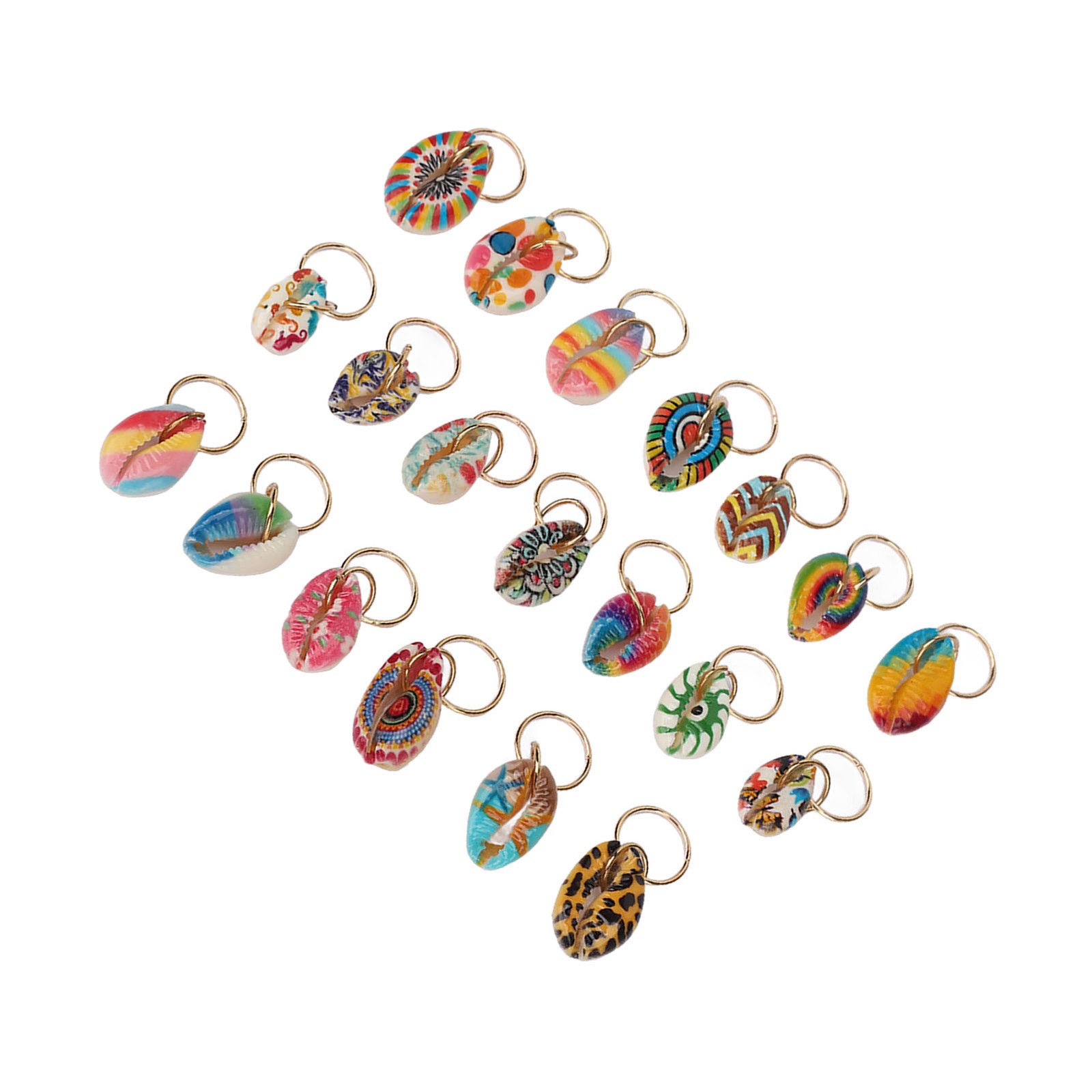 20pcs Shell Dreadlocks Ring Exotic Colorful Hair Clips For Parties