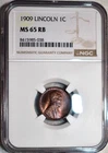 NGC MS-65 RB 1909-P Lincoln Cent, Beautiful, Wood-Grain Toned Gem.