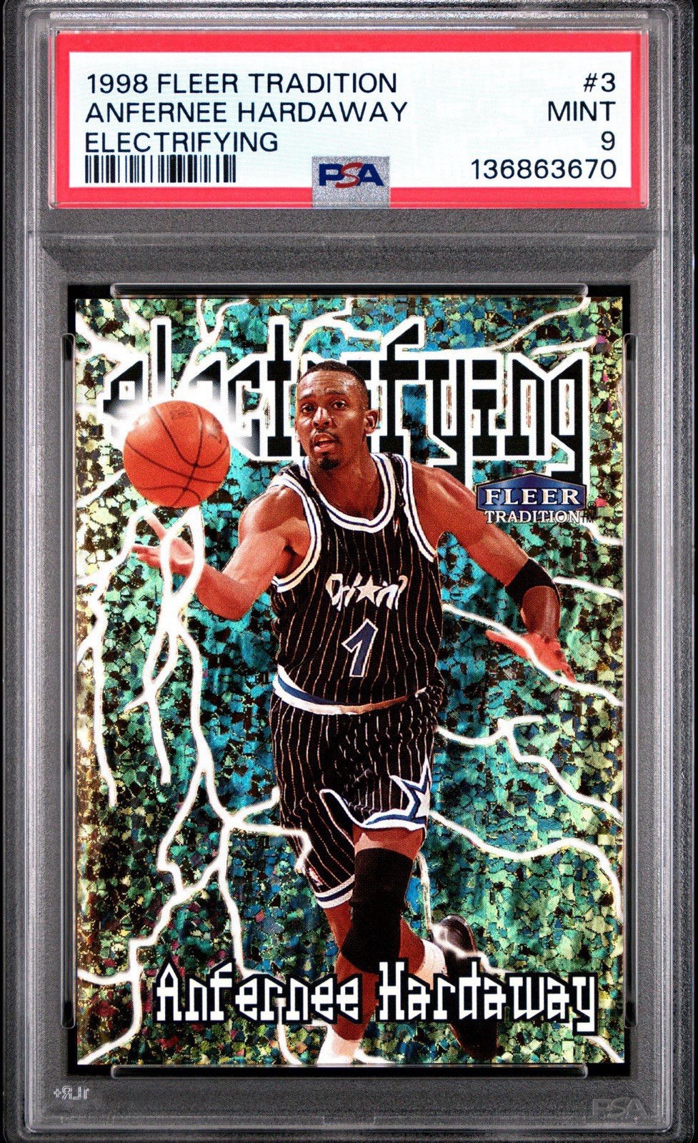 1998-99 1998 FLEER TRADITION ELECTRIFYING ANFERNEE HARDAWAY #3 PSA 9 MINT POP-81