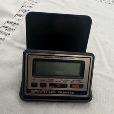 Spartus Quartz Digital Alarm Clock Black Silver Snooze Light Travel