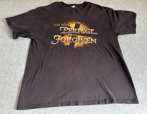 Vintage 90s Jesus “Not Perfect ,Just Forgiven,”Shirt Cross Crucifixion Black XL