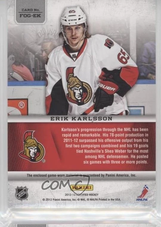 2012-13 Certified Fabric of the Game /299 Erik Karlsson #FOG-EK - Image 2 of 2