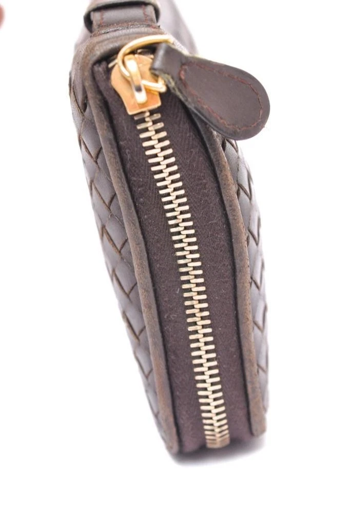 Bottega Veneta Pochette Tessuto Marrone Portafoglio Zip Intorno Viaggio 9" x 5"