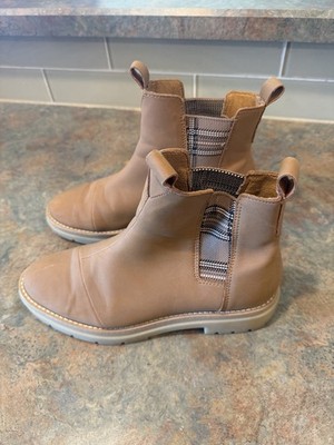 Toms Cognac Esme Tan Leather Casual Autumn Minimalist Brown Chelsea Booties 8.5