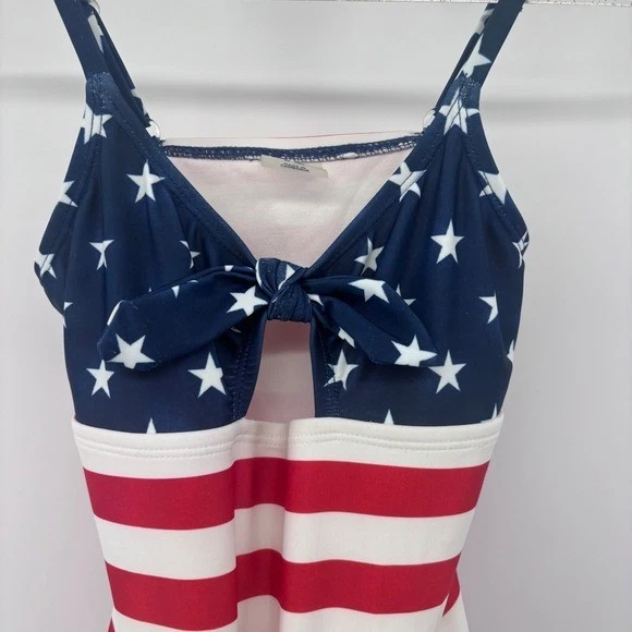 Traje de baño a rayas rojo y blanco azul marino antiguo Foto 3 de 4