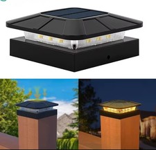 Outdoor Solar Charge Powered LED Deck Post Light Garden Cap Square Fence Lamp 4"