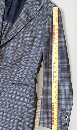 COPPLEY Blazer Mens 46R Brown Blue Windowpane 100% LambsWool Bocelli Sport Coat - Picture 10 of 15