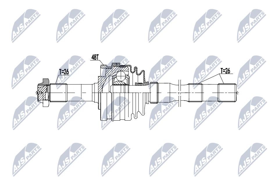 Driveshaft Front Axle Left Automatic Transmission NPW-ME-202 NTY - Image 3