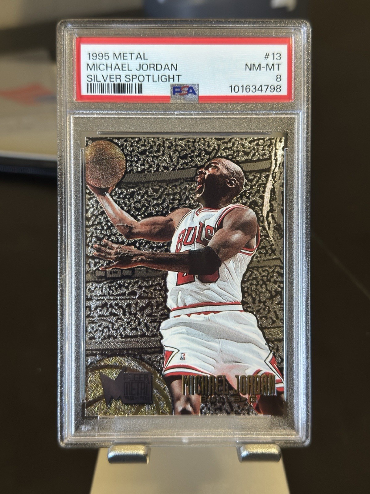 1995-96 Fleer Metal - Michael Jordan #13 Spotlight Silver PSA 8 view 4