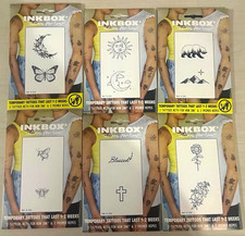 INKBOX Temporary Tattoos, Water Resistant, Lasts 1-2 Weeks, 6 packs- 12 tattoos