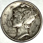1945-P Mercury Dime 10c Circulated 90% Silver US Silver Coin- 2418