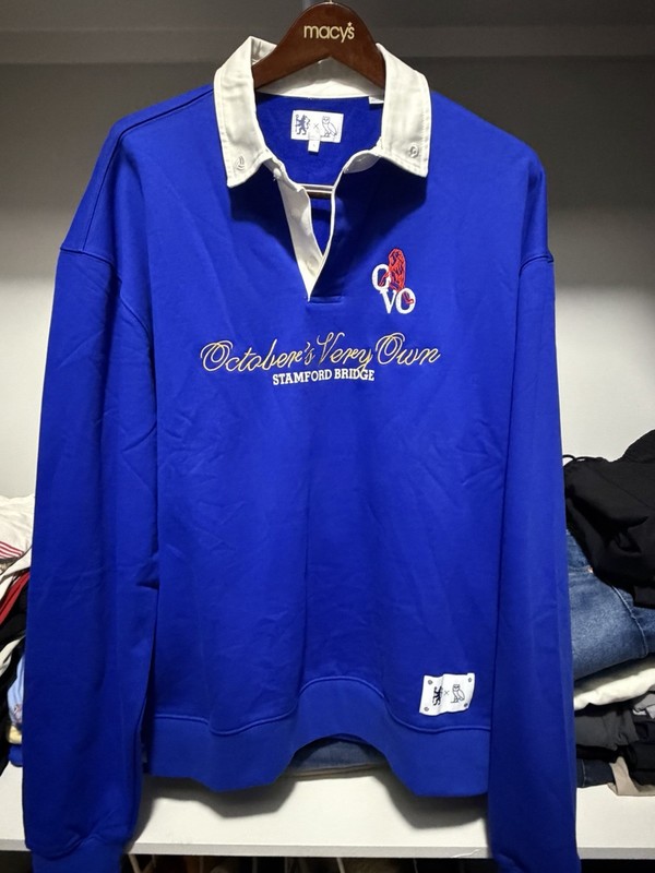 OVO x Chelsea FC Stamford Bridge Blue/White Sweatshirt Soccer Size L Licensed
