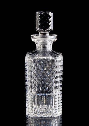 Waterford Square Decanter & Stopper Elegant Vintage Crystal Barware Signed