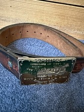 Vintage Jack Daniels Belt Genuine Leather Hand Tooled Size 28  Brown /Buckle.
