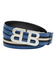 Bally 6303778 Mirror B Reversible Leather Striped/Blue Belt EU110/US44 MSRP 450