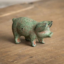Cast Iron Pig Piglet Statue Figure Figurine - Vintage Farm Country Garden Decor