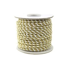 25 Yards 3mm White 2 Ply Twisted Cord, Gold Trim, Decorative, Rope, Craft