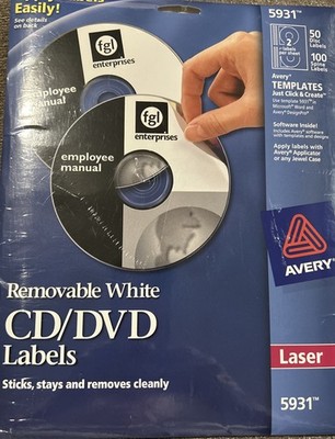 Avery  CD/Dvd Labels 5931 Laser 50 Disc Label 100 Spine Label
