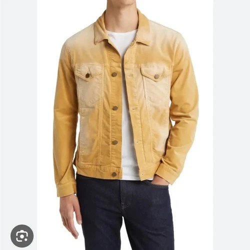 NEW $448 monfrere dean trucker jacket velvet biscotti gold XL - product listing photo