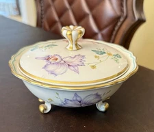 Zev Scherzer Covered Candy Dish With Flowers