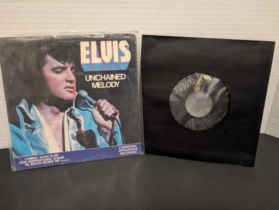 Elvis Presley,RCA PB11212,"Unchained Melody",US," 45 with P/S,1976 classic, VG+ Foto 2 de 4