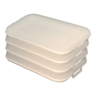 4er Set Frischhaltedose Aufbewahrungsbox Stapelbox Wurst Käse Vorrat cremeweiß