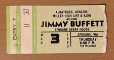 1983 JIMMY BUFFETT & THE CORAL REEFER BAND SPOKANE WA CONCERT TICKET STUB