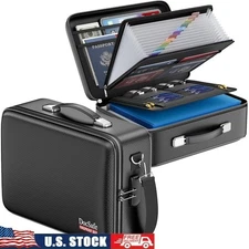 Fireproof Water-Resistant Document Box Secure Lock Storage Case Large Capacity