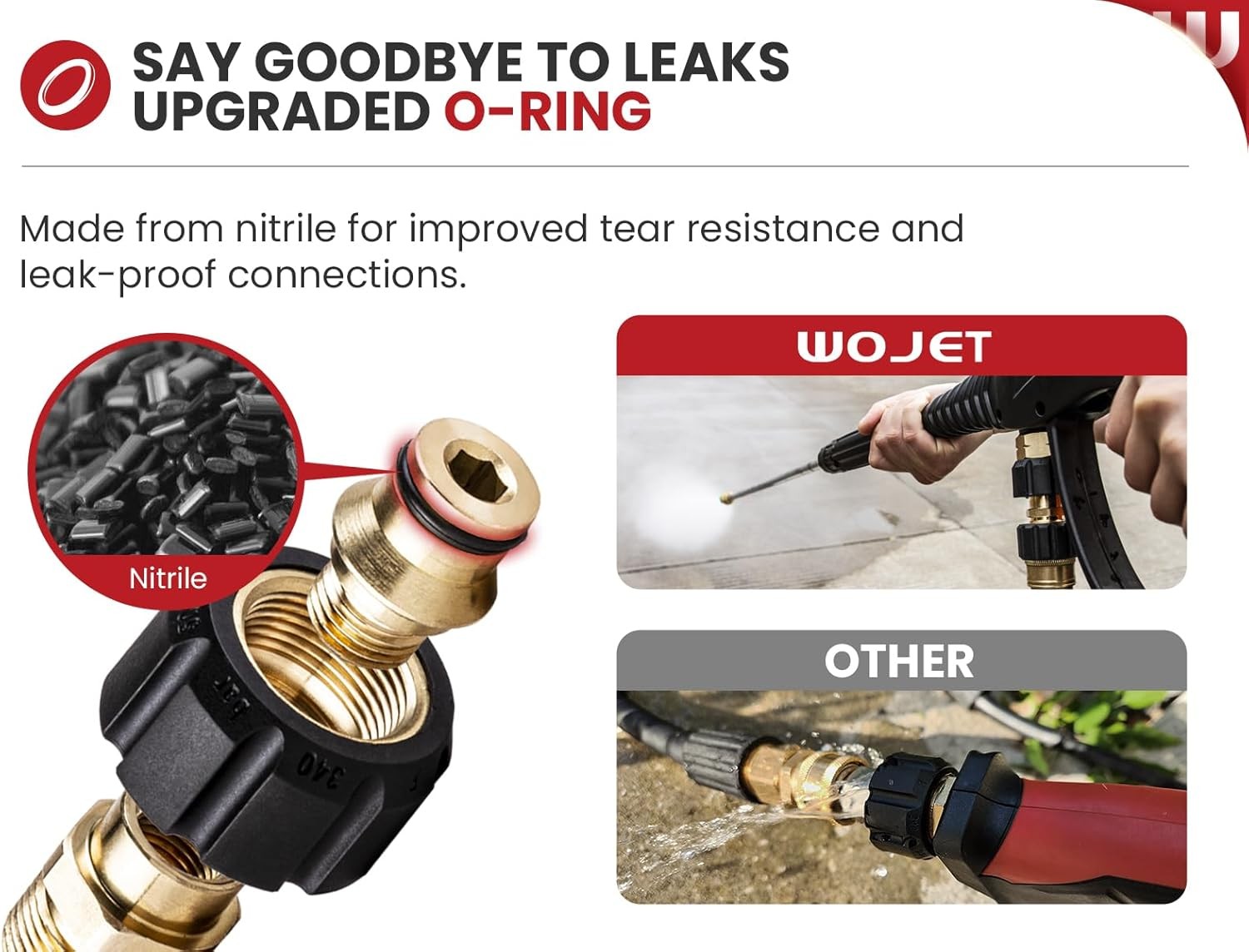 WOJET Pressure Washer Adapter, M22 15mm Female Thread to 14mm Male Gold 