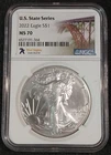 2022 American Silver Eagle $1 Coin – NGC MS70 – U.S. State Label West Virginia