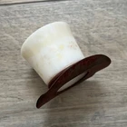 Vintage Milk Glass Top Hat Candy Container Opaque White Tin Brim