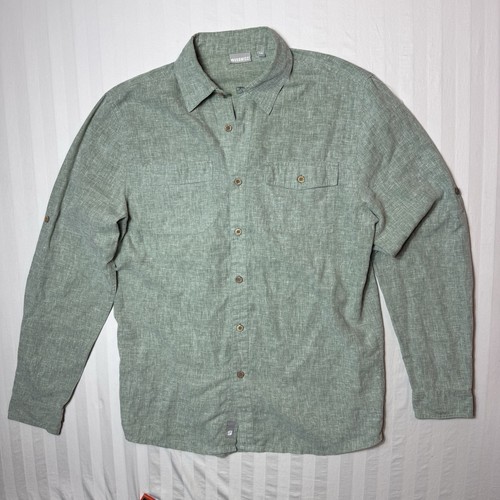 Gramicci Shirt Mens Size Medium Hemp Blend Long Sleeve Button Up Green