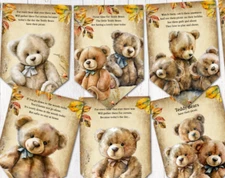 Vintage Style Teddy Bears Picnic Teddy Bear Bunting/Banner & Ribbon