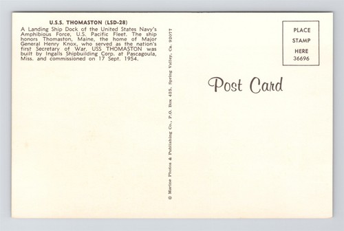 U.S.S. Thomaston (LSD-28) U.S. Navy Thomaston-class Dock Landing Ship Postcard - Picture 2 of 2