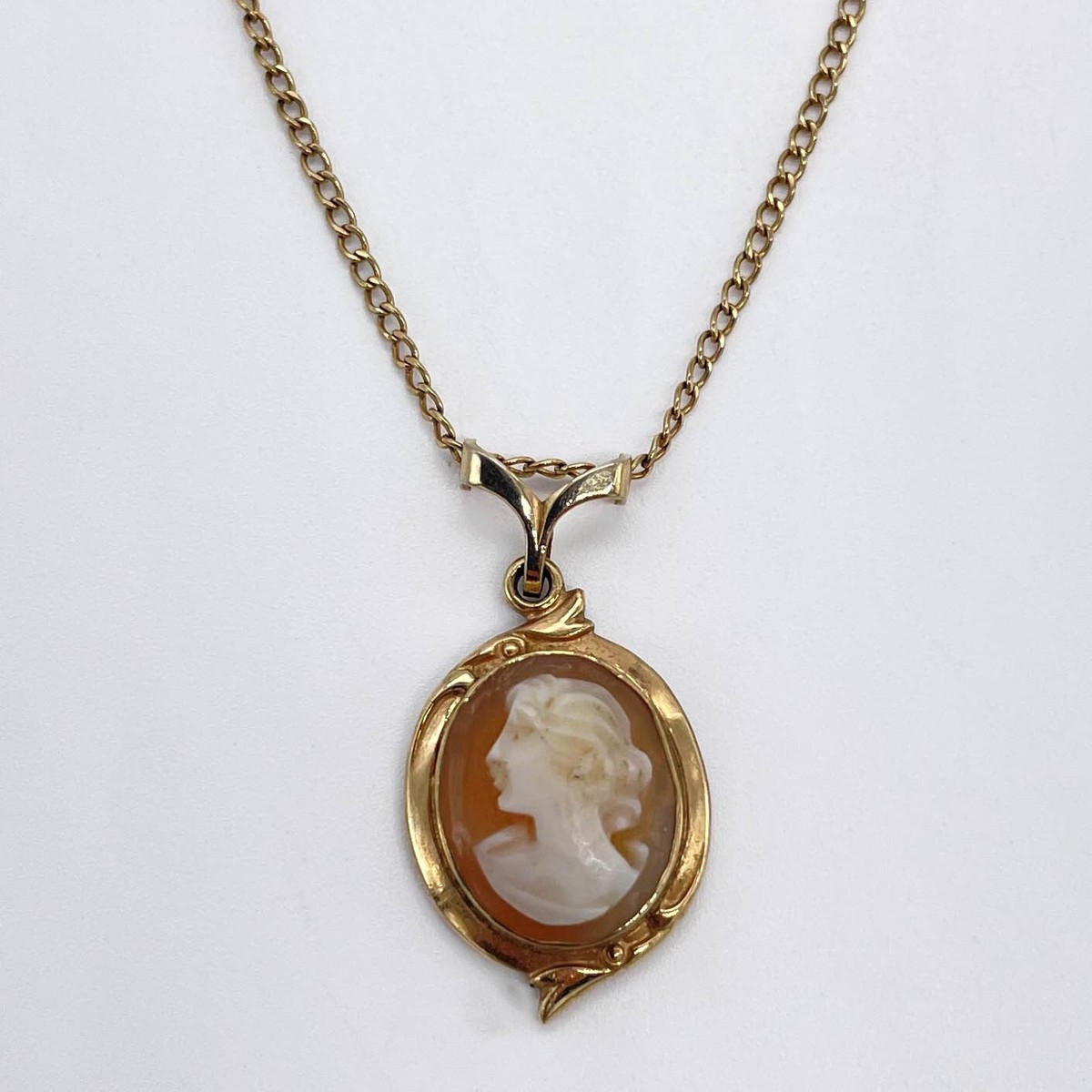 Vintage Gold Filled Carved Shell Cameo Pendant Necklace | eBay