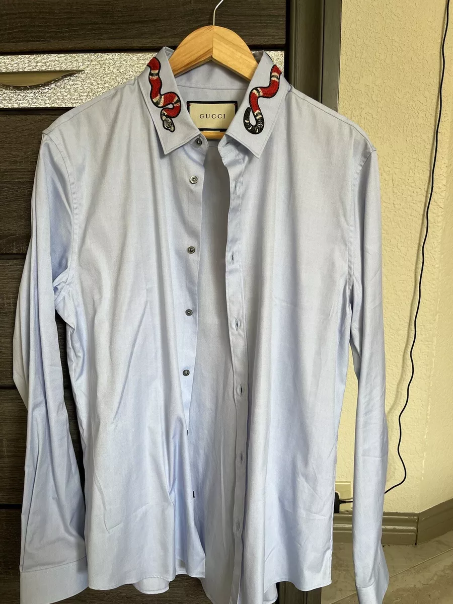 Gucci White Snake Collar Shirt for Men