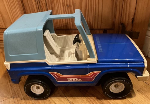 Tonka Bronco Large 18” Blue T-Top 1970s Pressed Steel Toy Jeep Blazer Vintage