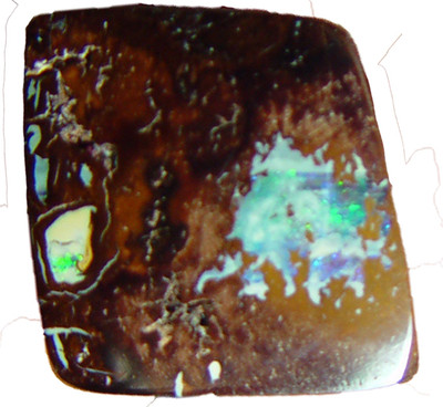  Boulder opal, 12.1 cts, 15mm x 16mm x 3 mm, double sided, 