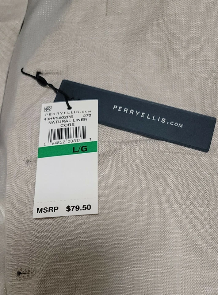 Perry Ellis Linen/Cotton Waistcoat Vest Size L Natural - Image 4 of 4