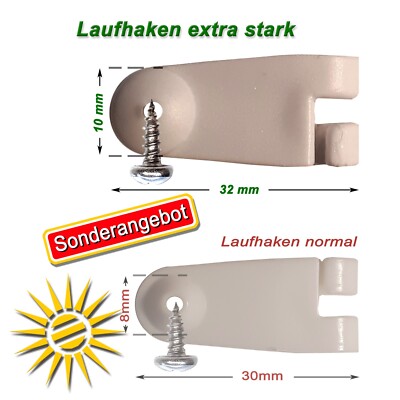 Laufhaken 30x für Seilspann Markise passt an 2mm Edelstahlseil, extra stark