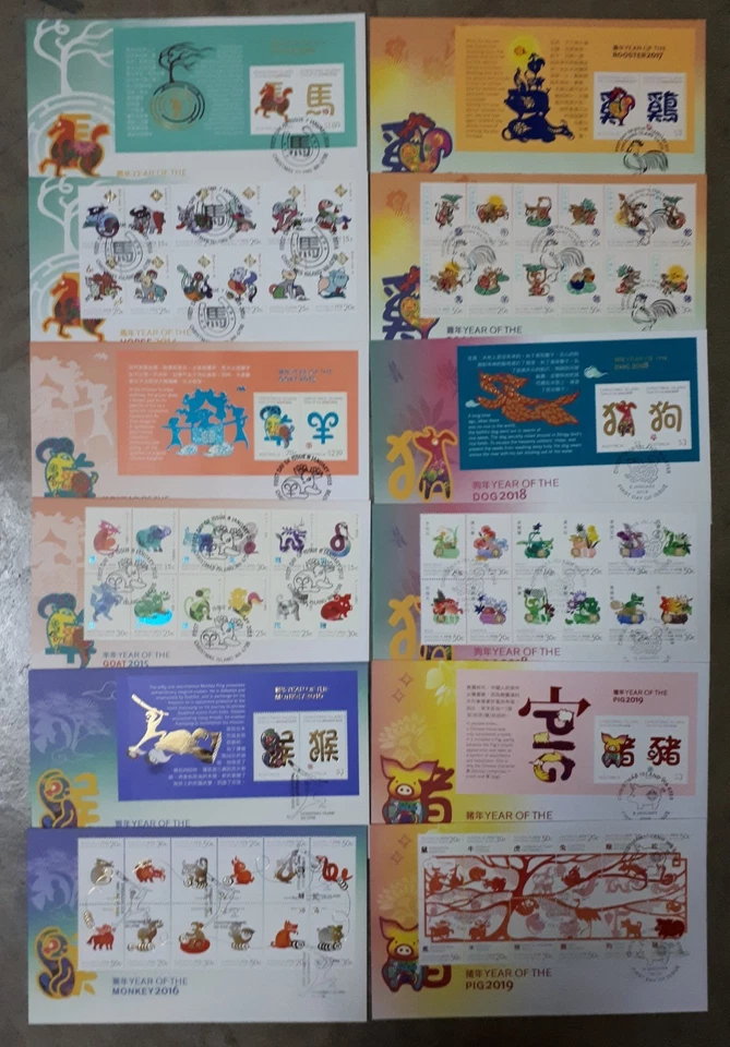 Australia Christmas Island 2008-2019 Complete 12 Zodiac FDC Sets of 25 FDC  - Image 2 of 4