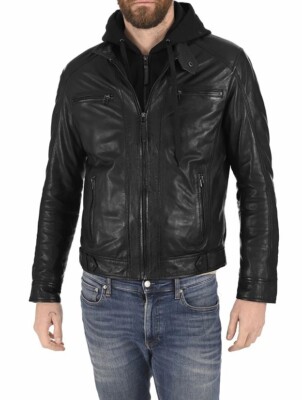 Herren Echtleder Kapuze Bomber Jacke - Lammleder, Stylisch & Langlebig
