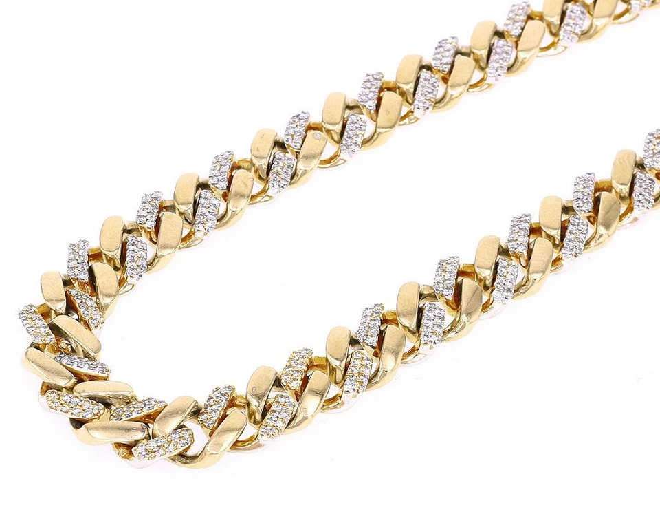 Two Row Miami Cuban 4 3/4 CT Real Diamond Link Chain Necklace Gold 9MM 16" - 24" - Image 2 of 4