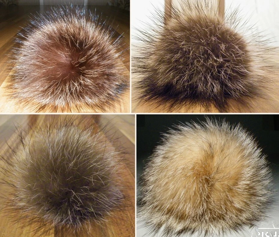 Waschbär Bommel echt Pelz Fell Pompon 10,11,12,13,14 ,15 cm NEU !!!