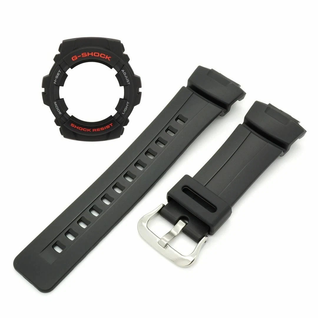 Genuine Casio Watch Band &amp; Bezel Combo Set G-100 G-102 Strap Shell |